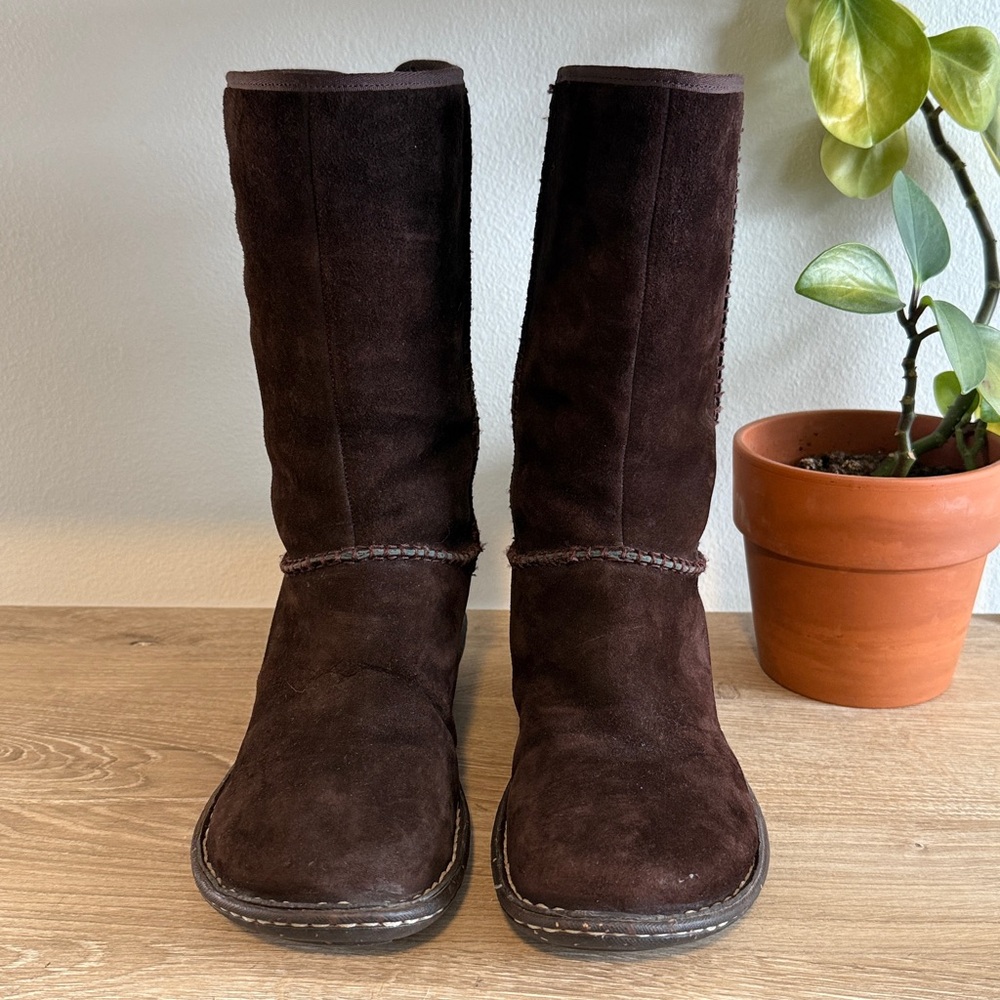 UGG Haywell Black Suede Tall Brown Winter Boots 8 - Picture 3 of 10